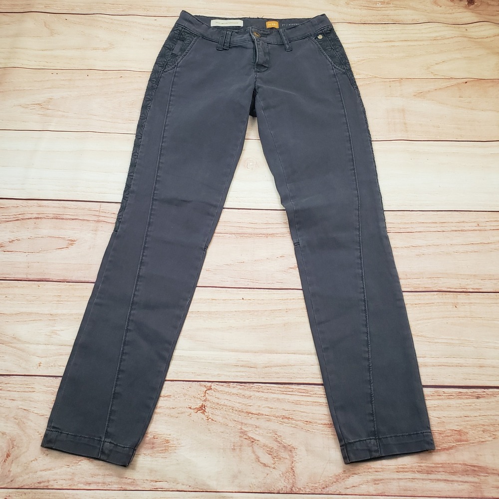 Pilcro and the Letterpress Hyphen Slim Pants 24P Gray Embroidered Anthropologie